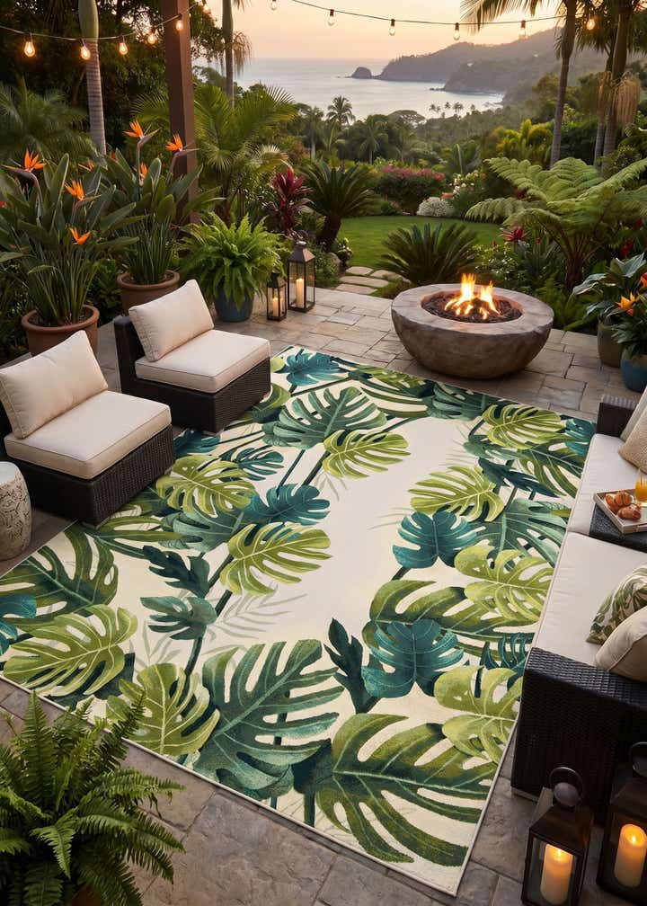 10' x 13' Easy-Clean Botanical Indoor / Outdoor Rug