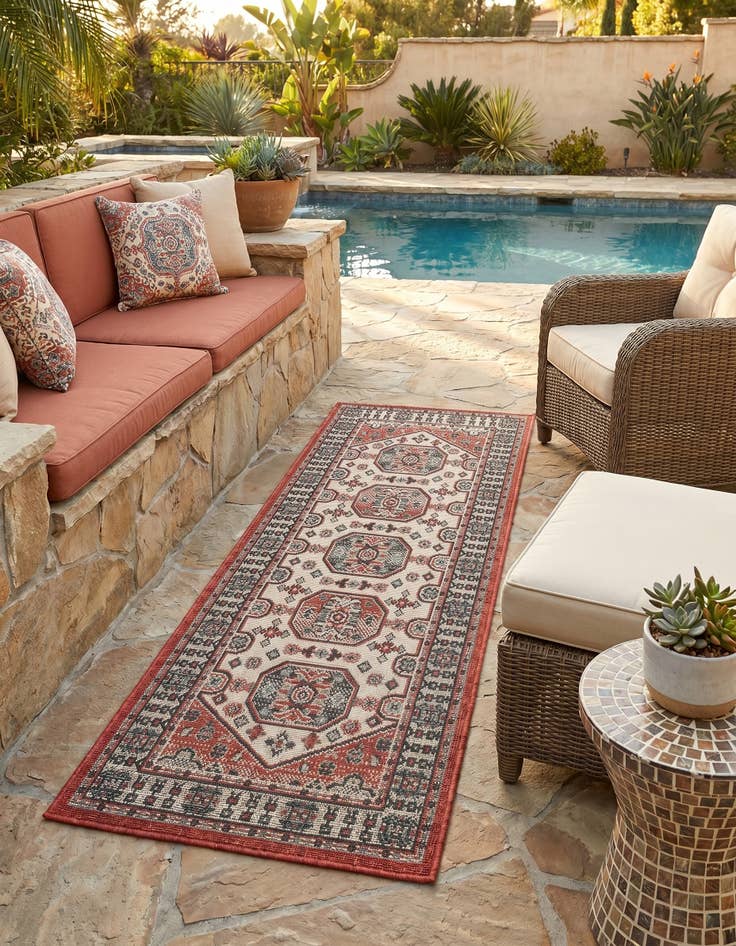 Detail image of 2' x 5' Easy-Clean Traditional Indoor / Outdoor Runner Rug