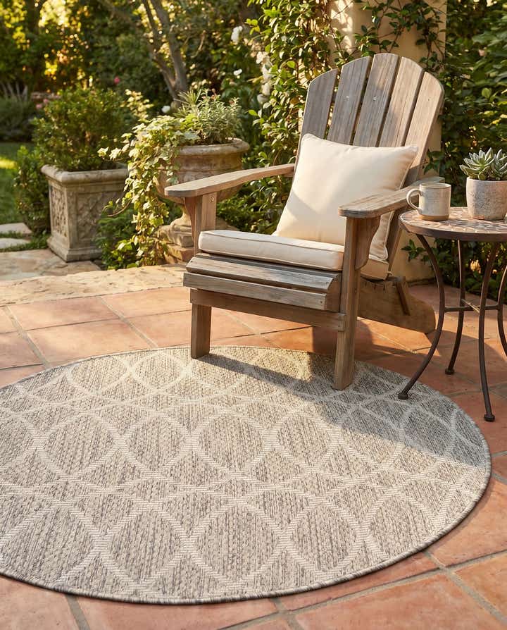 3' x 3' Easy-Clean Lattice Indoor / Outdoor Round Rug