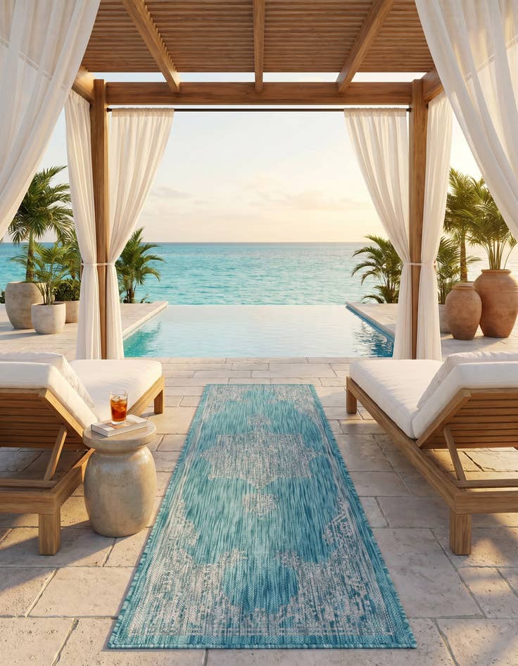 Detail image of 2' x 6' Easy-Clean Traditional Indoor / Outdoor Runner Rug