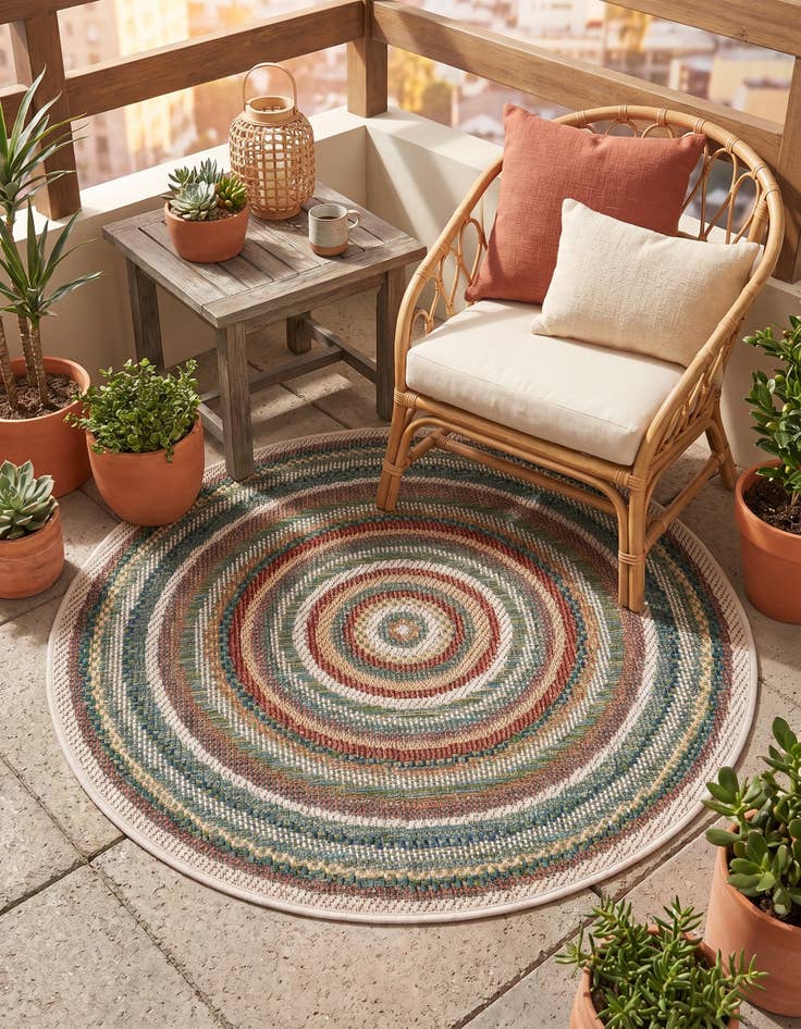 Detail image of 3' 3 x 3' 3 Easy-Clean Baja Indoor / Outdoor Round Rug