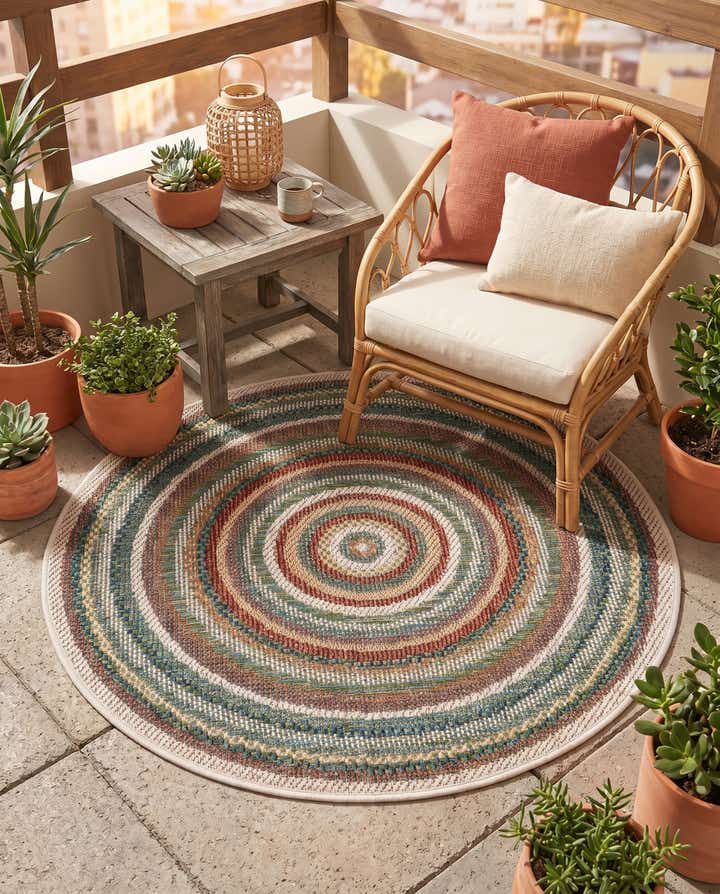 3' 3 x 3' 3 Easy-Clean Baja Indoor / Outdoor Round Rug