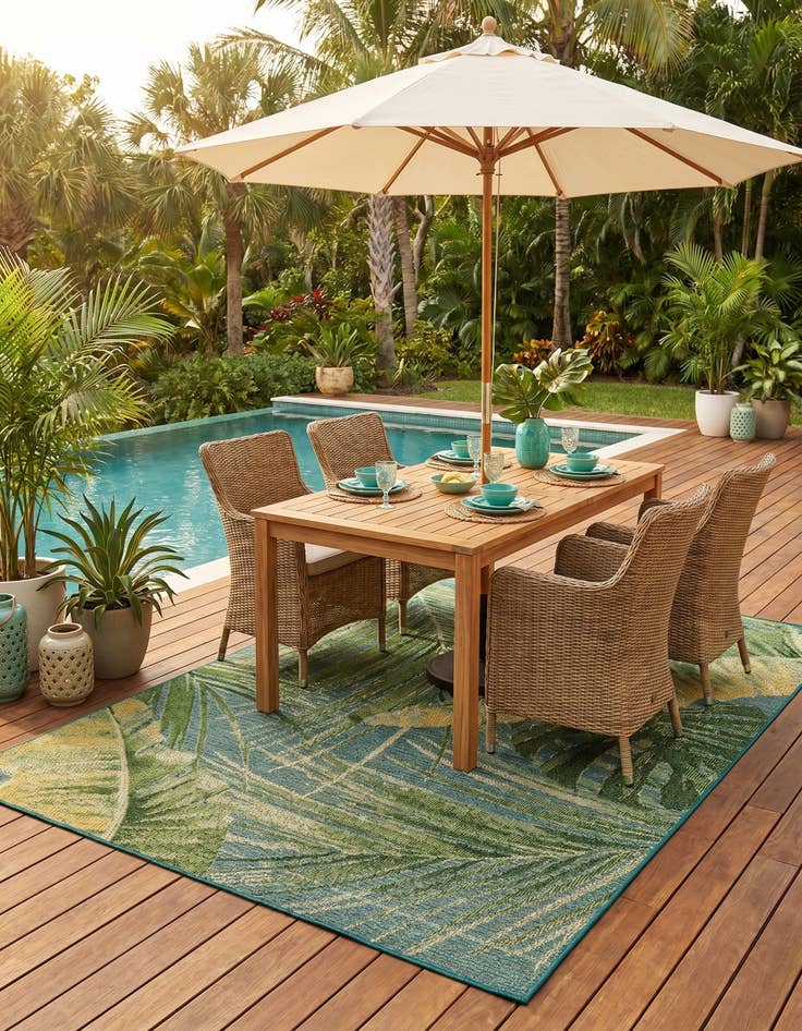 Detail image of 5' x 8' Easy-Clean Botanical Indoor / Outdoor Rug