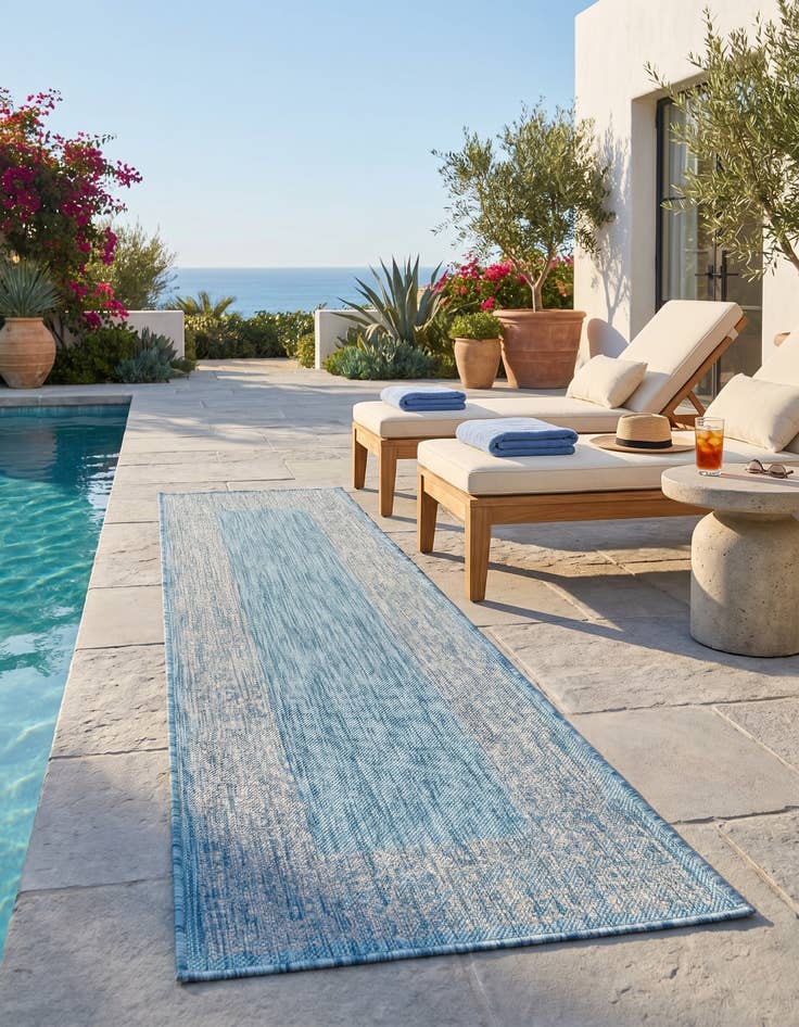 Detail image of 2' x 6' Easy-Clean Border Indoor / Outdoor Runner Rug