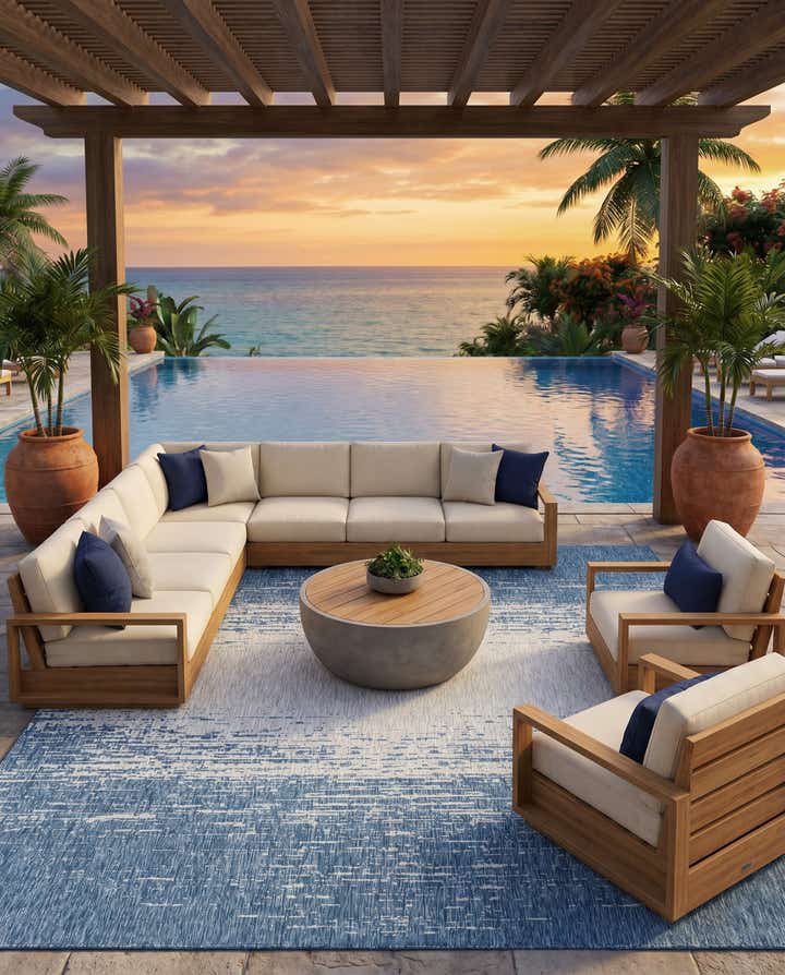 13' x 13' Easy-Clean Modern Indoor / Outdoor Square Rug
