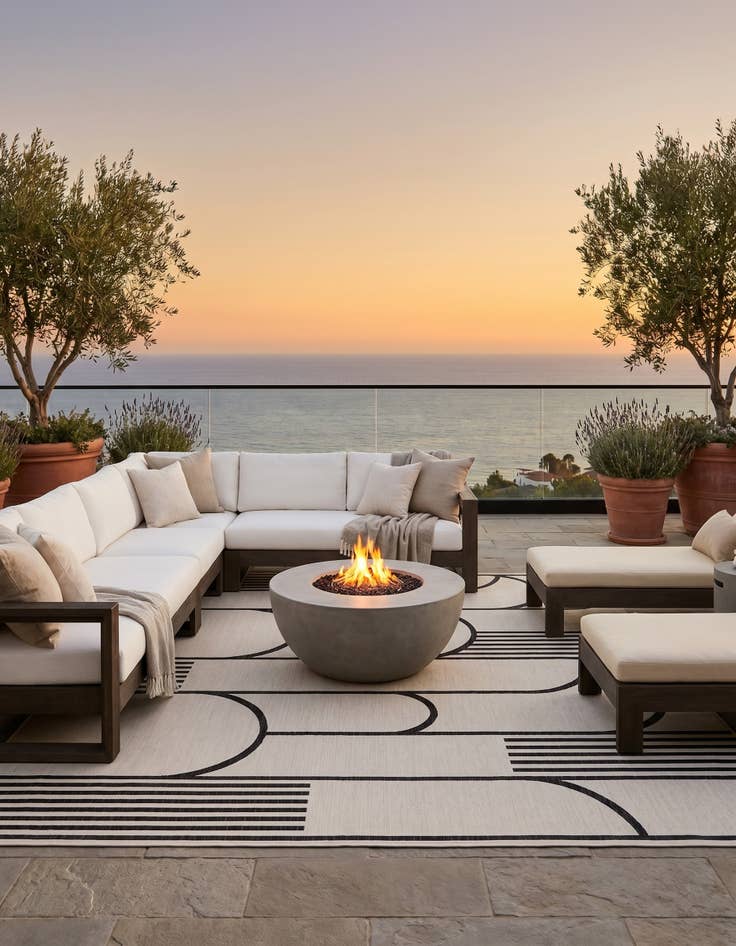 Detail image of 10' x 10' Easy-Clean Modern Indoor / Outdoor Square Rug