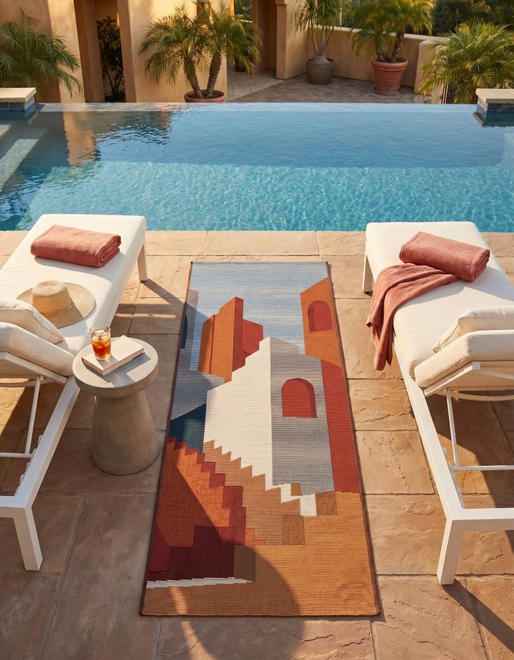 Detail image of 2' x 5' Easy-Clean Modern Indoor / Outdoor Runner Rug