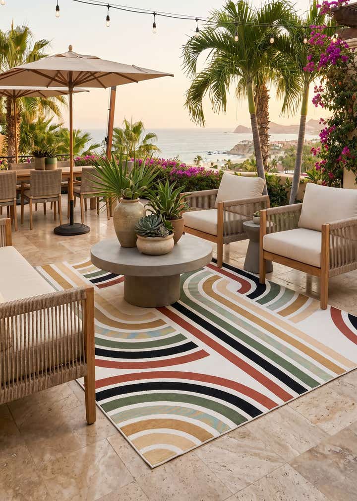 7' 10 x 10' Easy-Clean Modern Indoor / Outdoor Rug