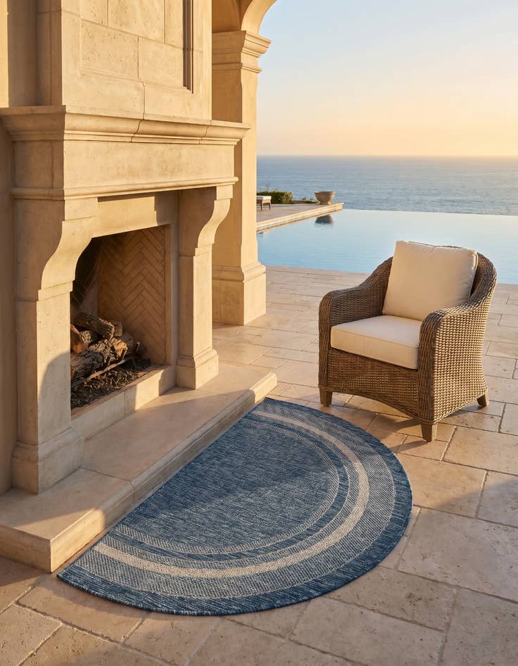 Detail image of 2' 7 x 4' Easy-Clean Border Indoor / Outdoor Hearth Rug