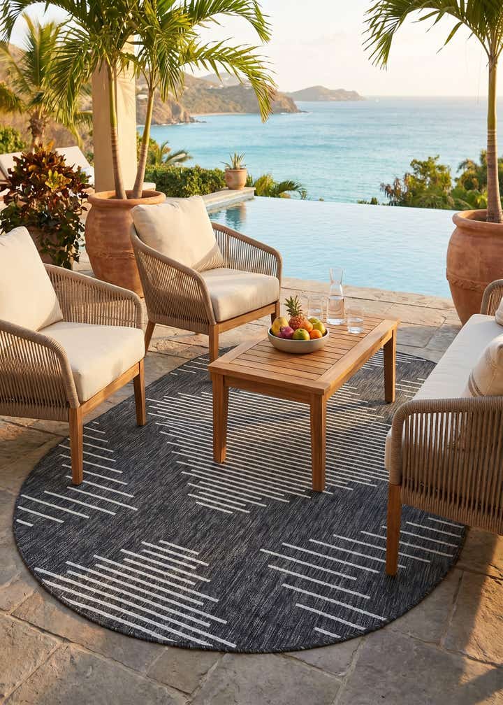 5' 3 x 8' Easy-Clean Modern Indoor / Outdoor Oval Rug