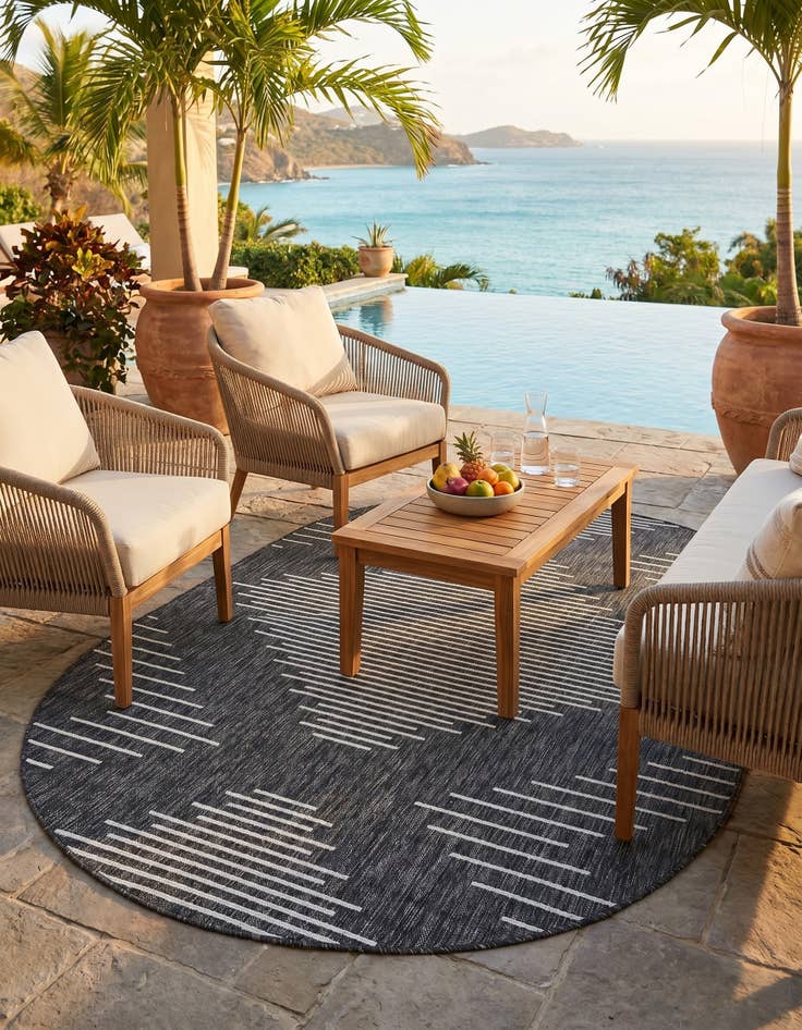 Detail image of 5' 3 x 8' Easy-Clean Modern Indoor / Outdoor Oval Rug