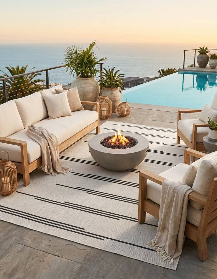 Detail image of 5' 3 x 8' Easy-Clean Modern Indoor / Outdoor Rug