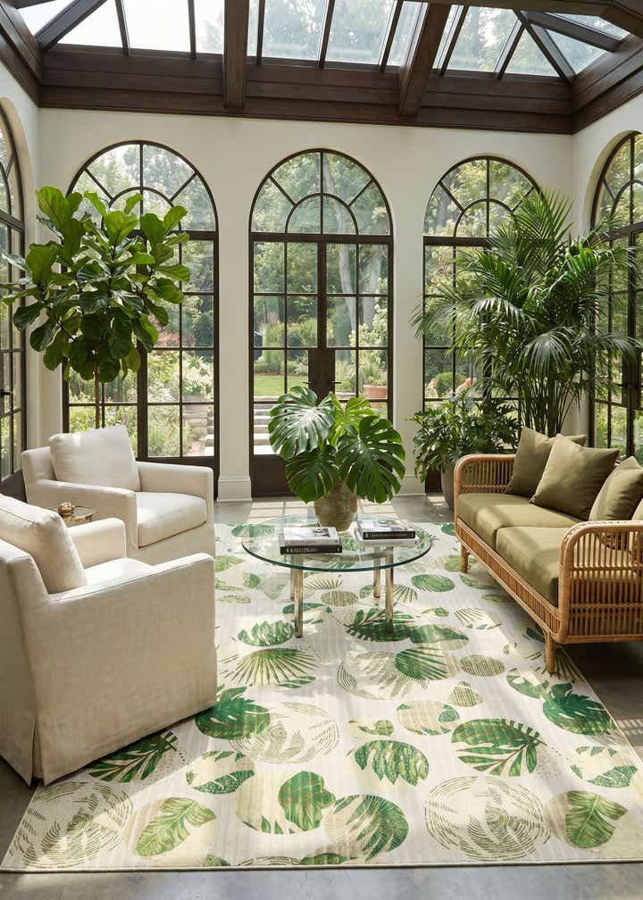 10' x 14' Easy-Clean Botanical Indoor / Outdoor Rug