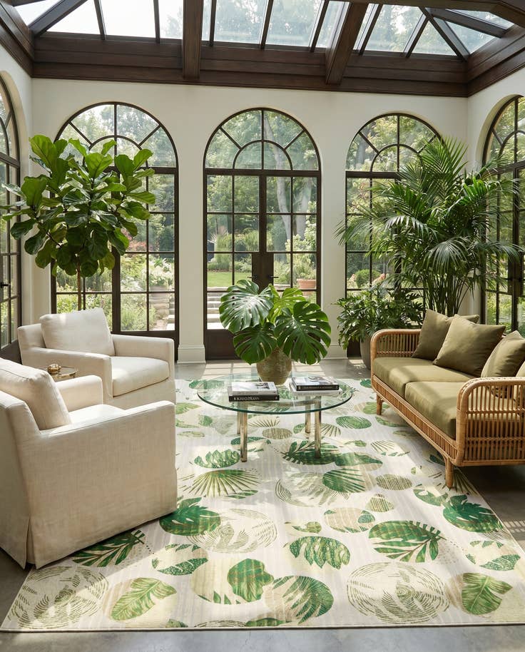 Detail image of 10' x 14' Easy-Clean Botanical Indoor / Outdoor Rug