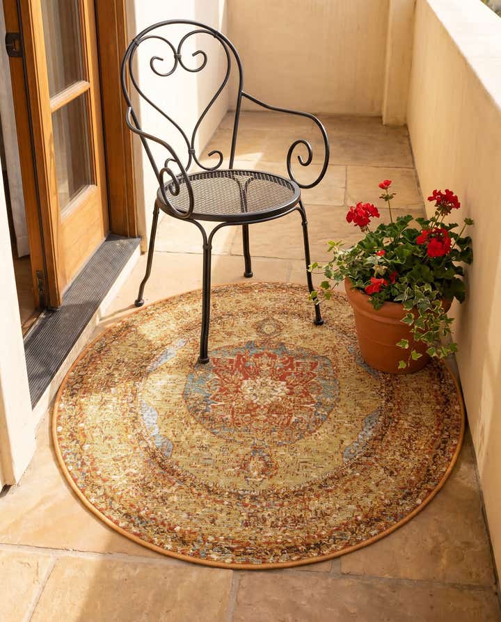 100cm x 100cm Leicht zu reinigen Traditional Innen- / Außenbereich Rund Teppich