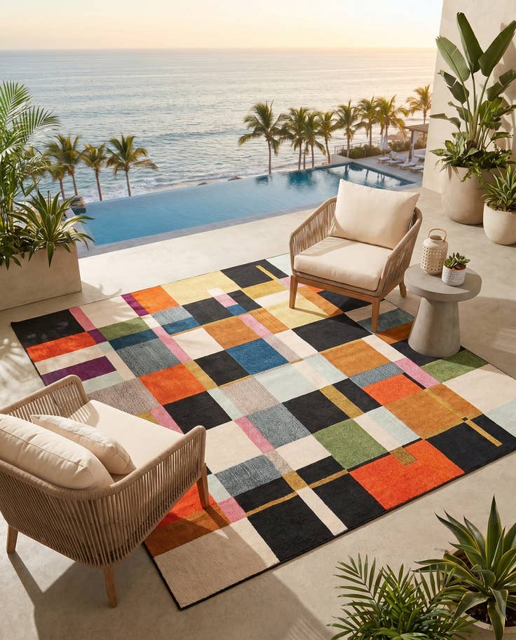 Detail image of 10' x 10' Easy-Clean Casablanca Indoor / Outdoor Square Rug