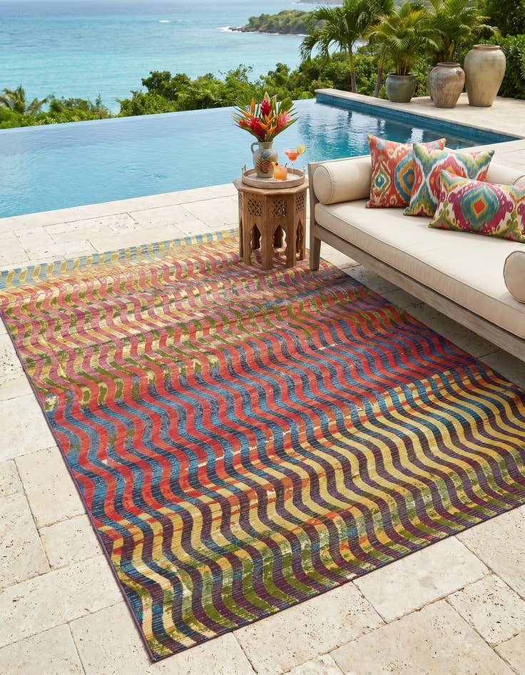 Detail image of 5' 3 x 8' Easy-Clean Modern Indoor / Outdoor Rug