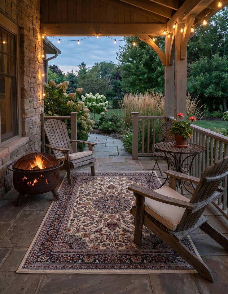 Detail image of 5' 3 x 8' Easy-Clean Traditional Indoor / Outdoor Rug