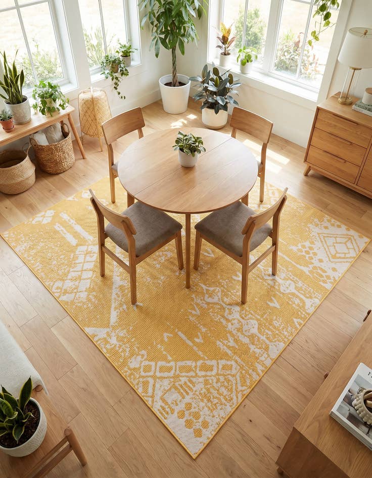 Detail image of 7' x 7' Easy-Clean Bohemian Indoor / Outdoor Square Rug