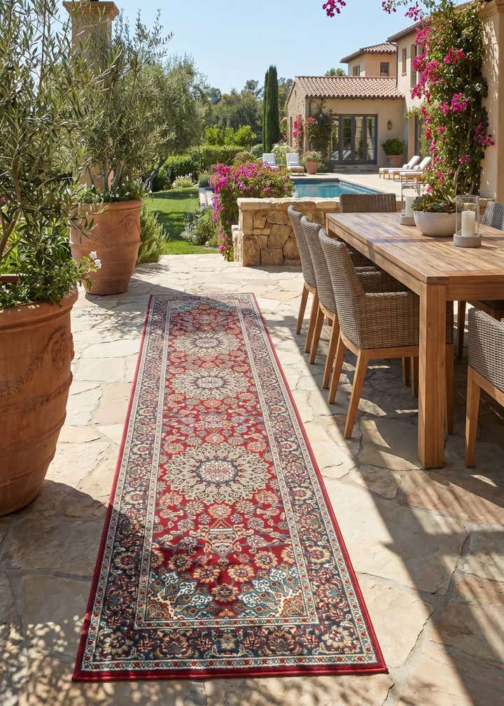 2' 7 x 12' Easy-Clean Traditional Indoor / Outdoor Runner Rug