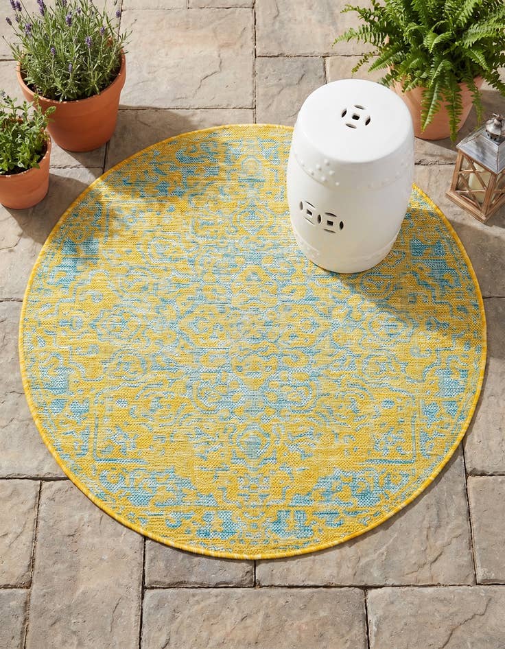 Detail image of 3' x 3' Easy-Clean Jill Zarin Dubai Indoor / Outdoor Round Rug