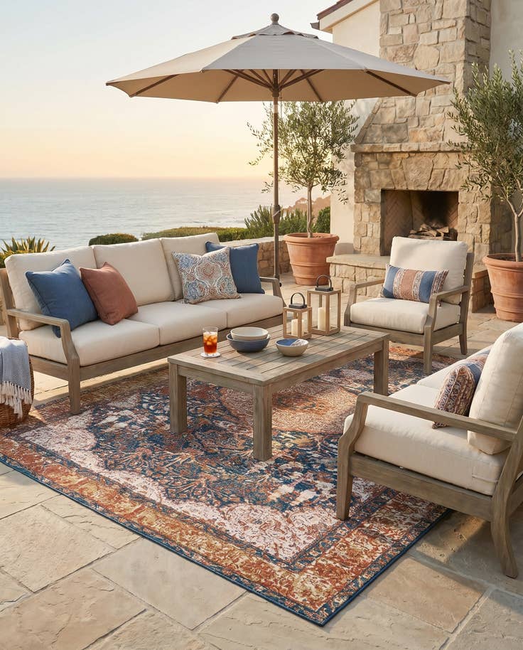 Detail image of 7' 10 x 10' Easy-Clean Traditional Indoor / Outdoor Rug