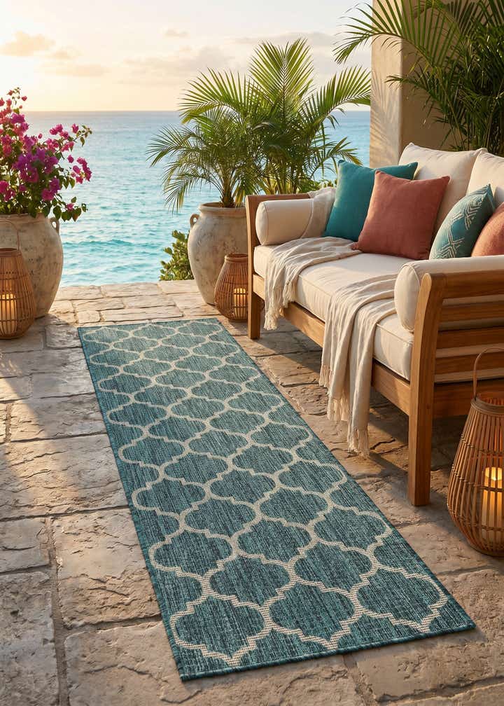 2' x 6' Easy-Clean Lattice Indoor / Outdoor Runner Rug