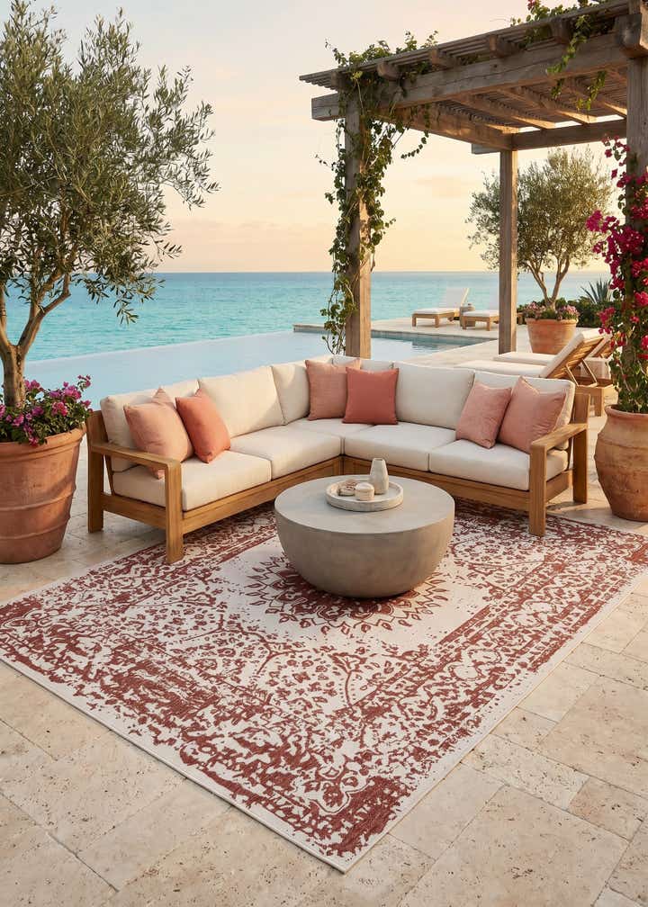 7' 10 x 10' Easy-Clean Traditional Indoor / Outdoor Rug