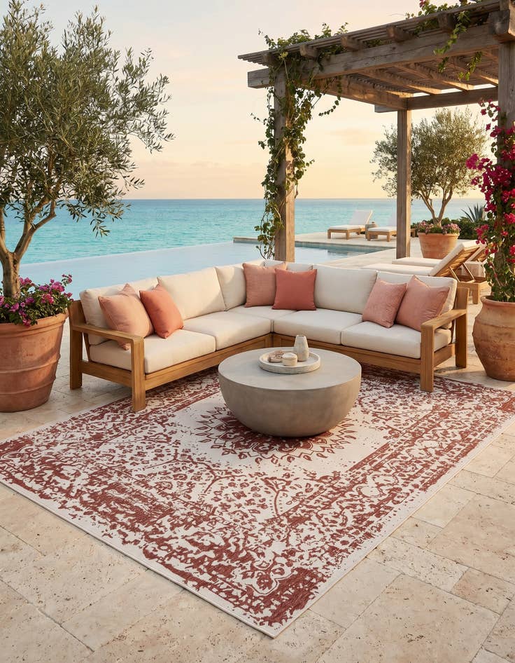 Detail image of 7' 10 x 10' Easy-Clean Traditional Indoor / Outdoor Rug