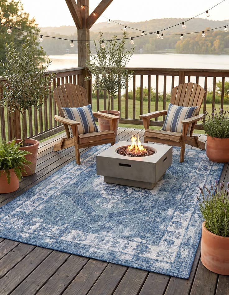 Detail image of 5' 3 x 8' Easy-Clean Traditional Indoor / Outdoor Rug
