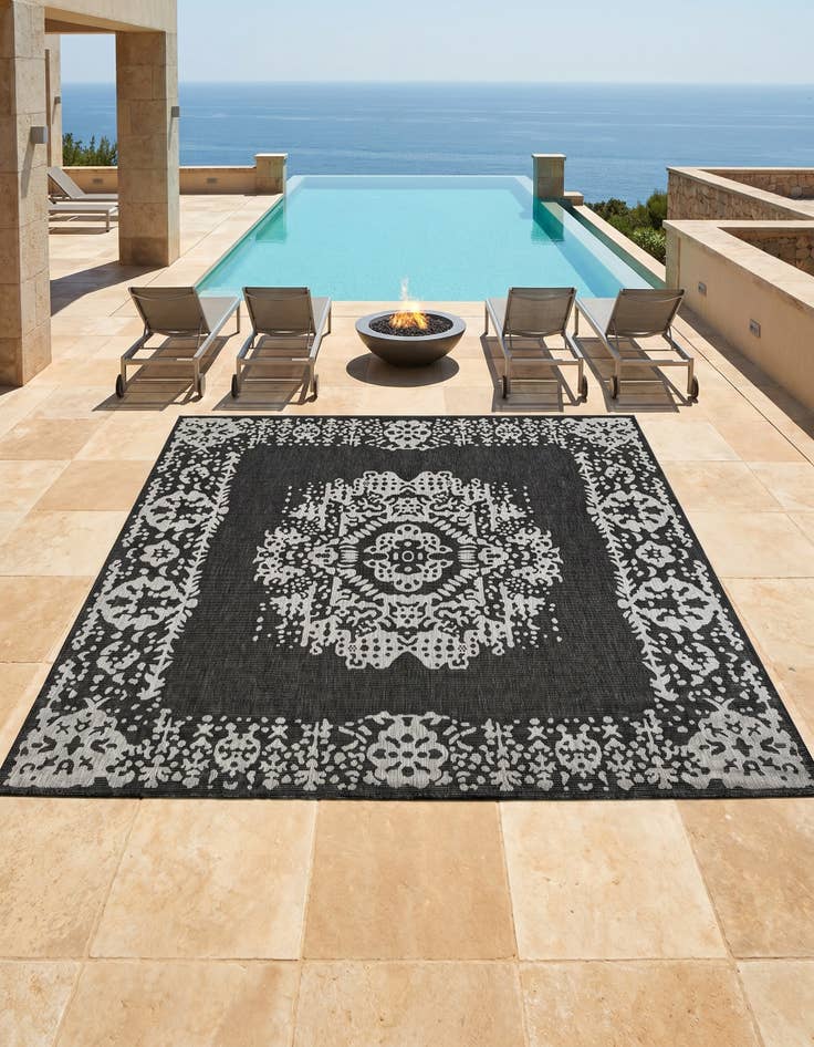Detail image of 10' x 10' Easy-Clean Traditional Indoor / Outdoor Square Rug