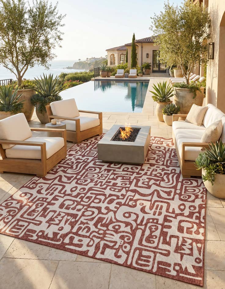 Detail image of 10' x 14' Easy-Clean Modern Indoor / Outdoor Rug