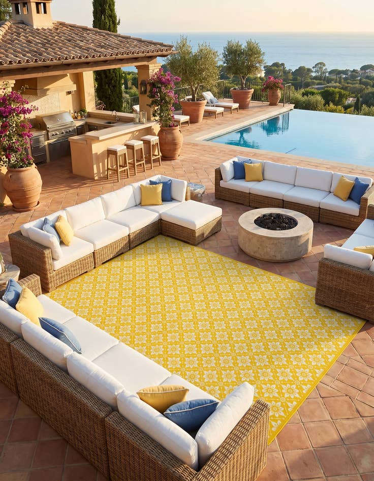 Detail image of 10' x 14' Easy-Clean Trellis Indoor / Outdoor Rug