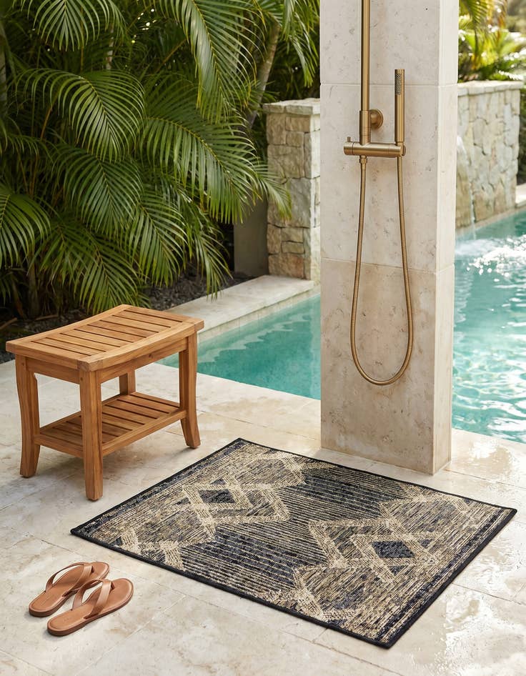 Detail image of 2' x 3' Easy-Clean Modern Indoor / Outdoor Rug