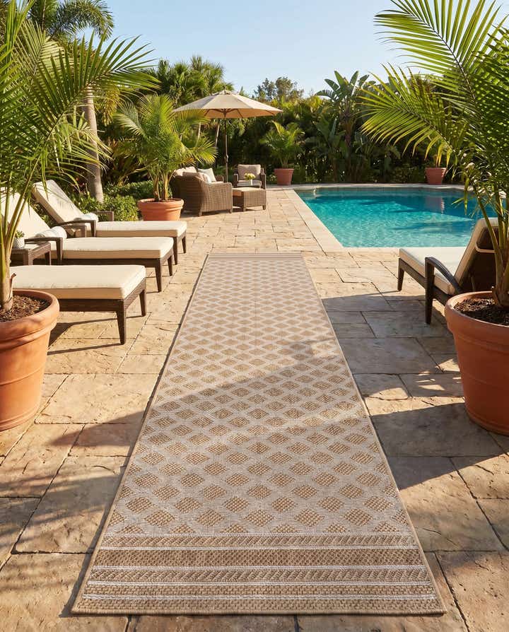 2' 7 x 12' Easy-Clean Trellis Indoor / Outdoor Runner Rug