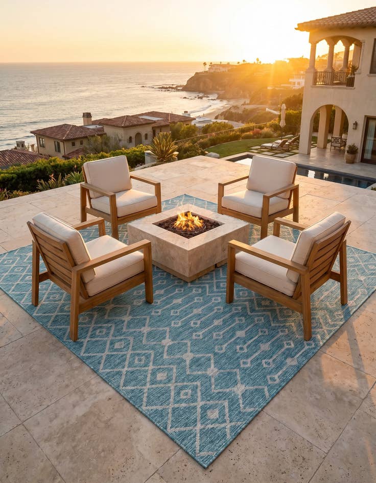 Detail image of 7' 10 x 7' 10 Easy-Clean Trellis Indoor / Outdoor Square Rug
