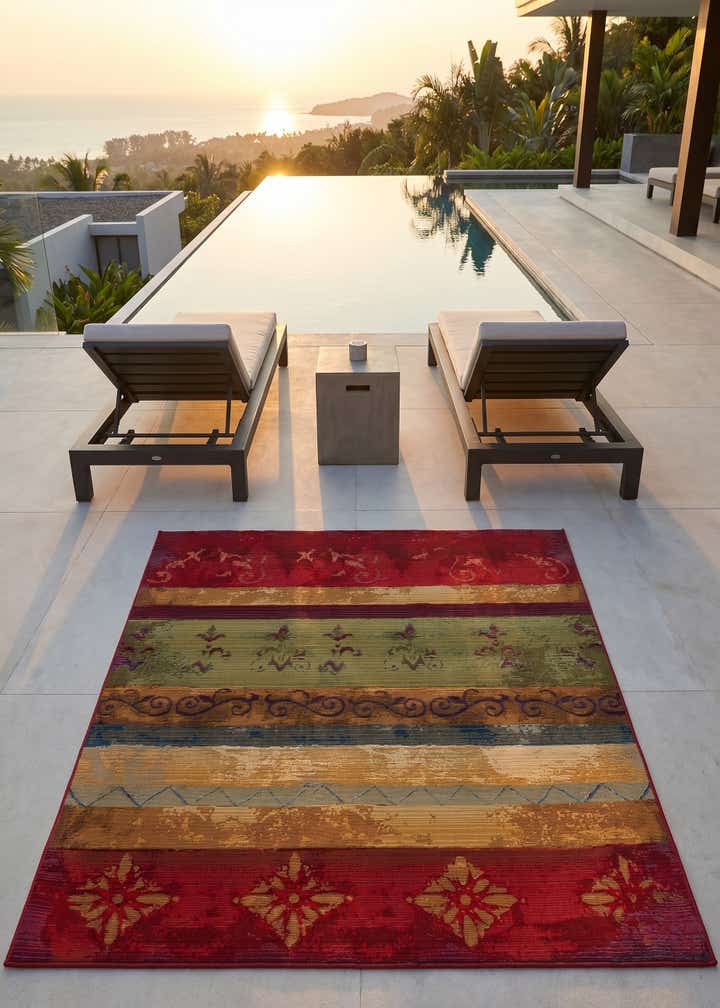 5' 3 x 5' 3 Easy-Clean Modern Indoor / Outdoor Square Rug