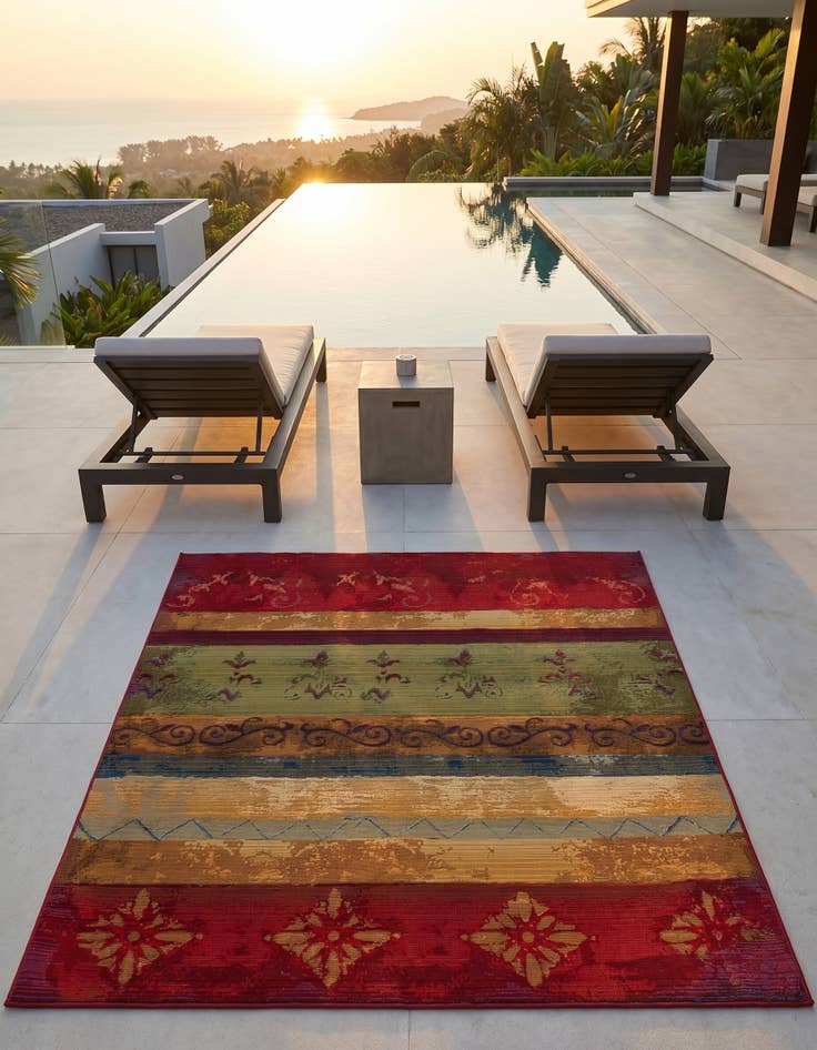 Detail image of 5' 3 x 5' 3 Easy-Clean Modern Indoor / Outdoor Square Rug