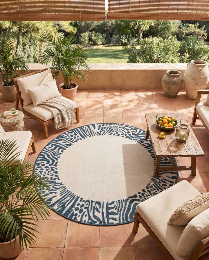 4' x 4' Easy-Clean Safari Indoor / Outdoor Round Rug