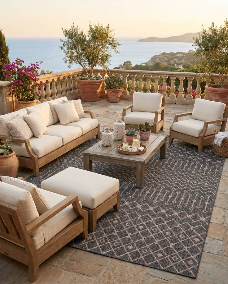 Detail image of 10' x 14' Easy-Clean Lattice Indoor / Outdoor Rug