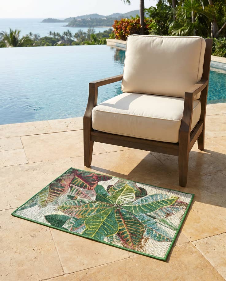 Detail image of 2' x 3' Easy-Clean Botanical Indoor / Outdoor Rug