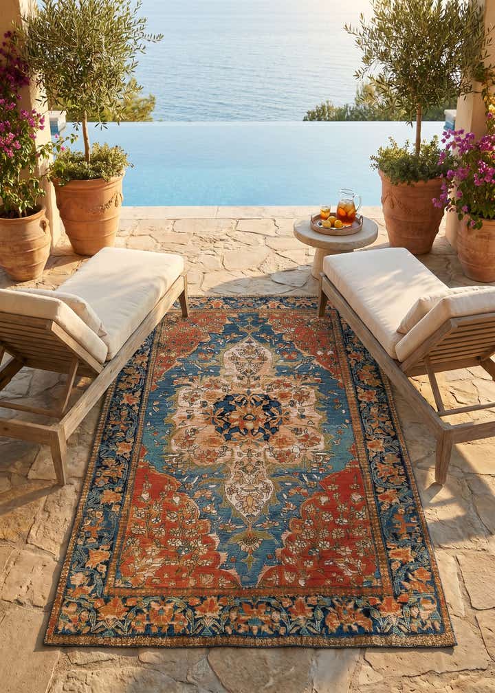 5' x 8' Easy-Clean Traditional Indoor / Outdoor Rug