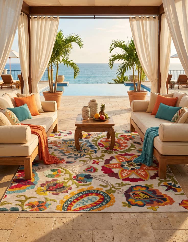 Detail image of 10' x 10' Easy-Clean Casablanca Indoor / Outdoor Square Rug