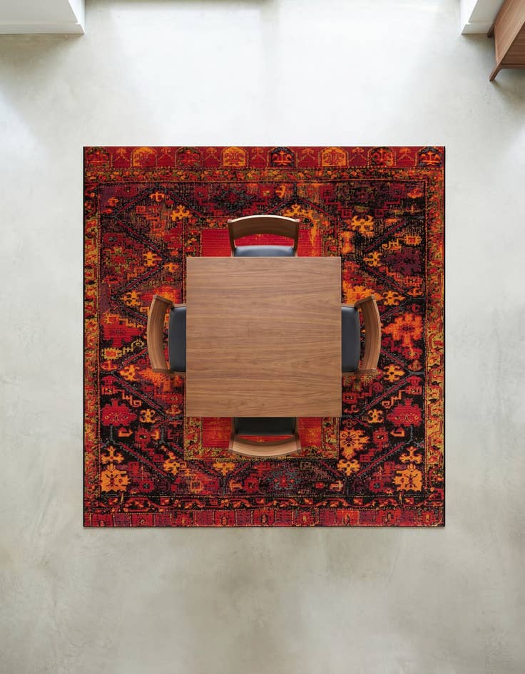 Detail image of 6' x 6' Easy-Clean Tribal Indoor / Outdoor Square Rug