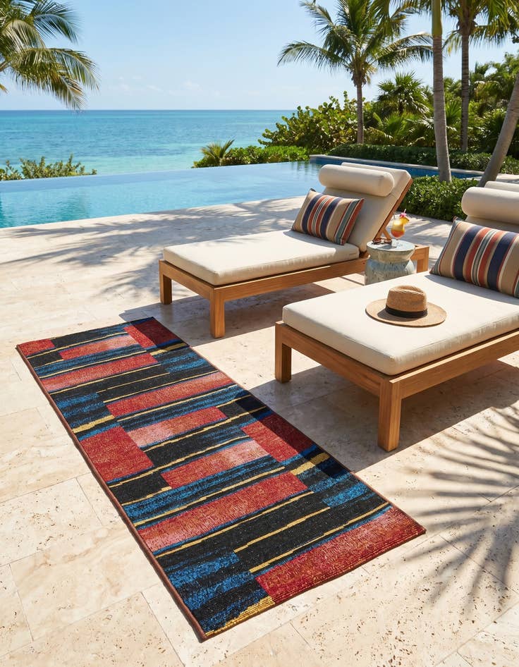 Detail image of 2' x 5' Easy-Clean Modern Indoor / Outdoor Runner Rug