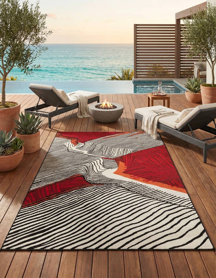 Detail image of 5' x 7' Easy-Clean Modern Indoor / Outdoor Rug