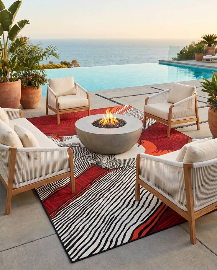 Detail image of 8' x 10' Easy-Clean Modern Indoor / Outdoor Rug