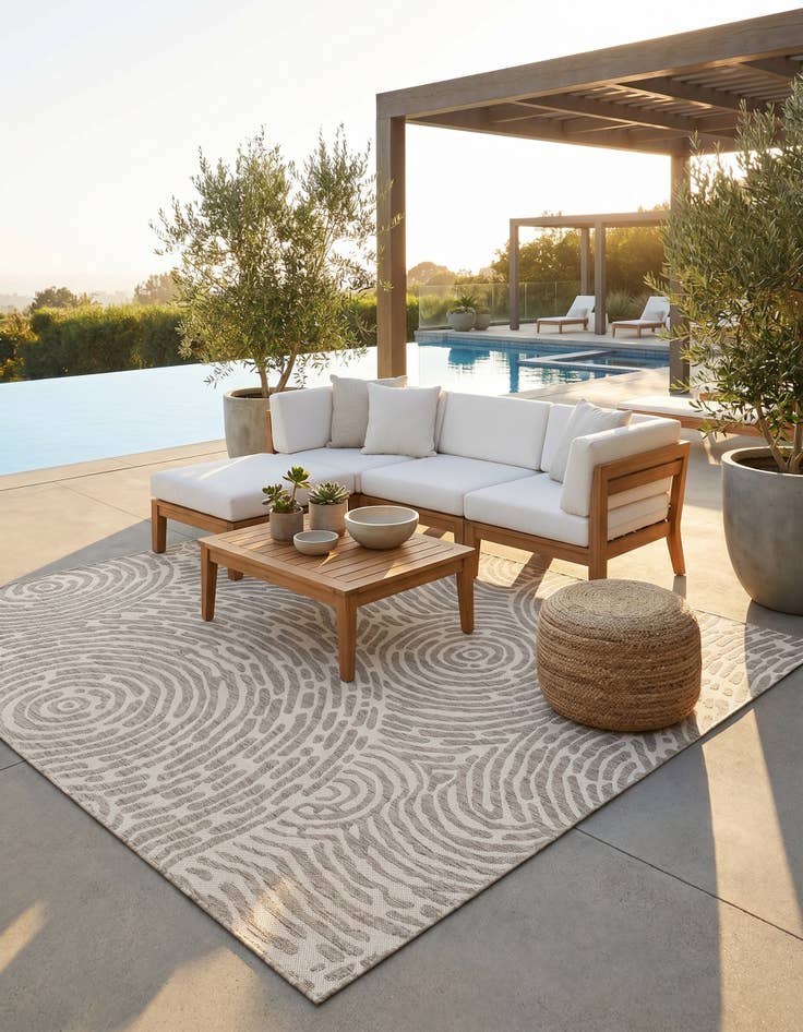 Detail image of 7' 10 x 7' 10 Easy-Clean Modern Indoor / Outdoor Square Rug