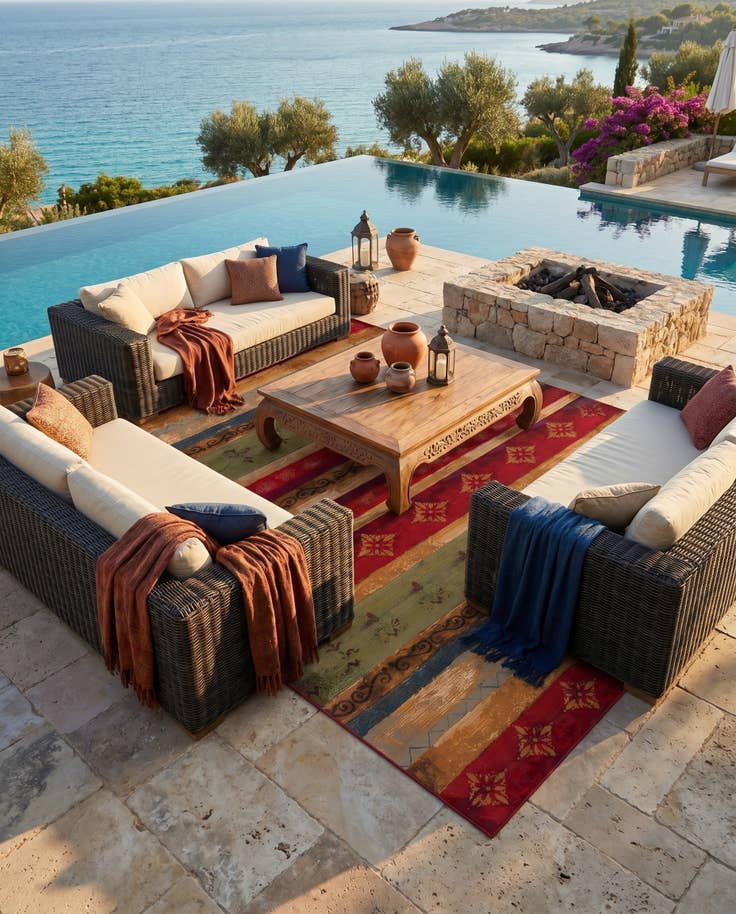 Detail image of 10' x 13' Easy-Clean Modern Indoor / Outdoor Rug