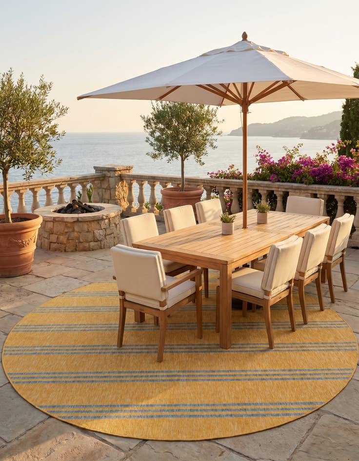 Detail image of 13' x 13' Easy-Clean Jill Zarin Anguilla Indoor / Outdoor Round Rug